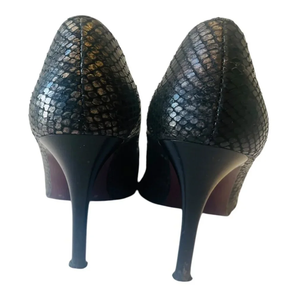 Carisma Made In Italy Pewter/gunmetal snake print leather Stiletto Pumps Size 6